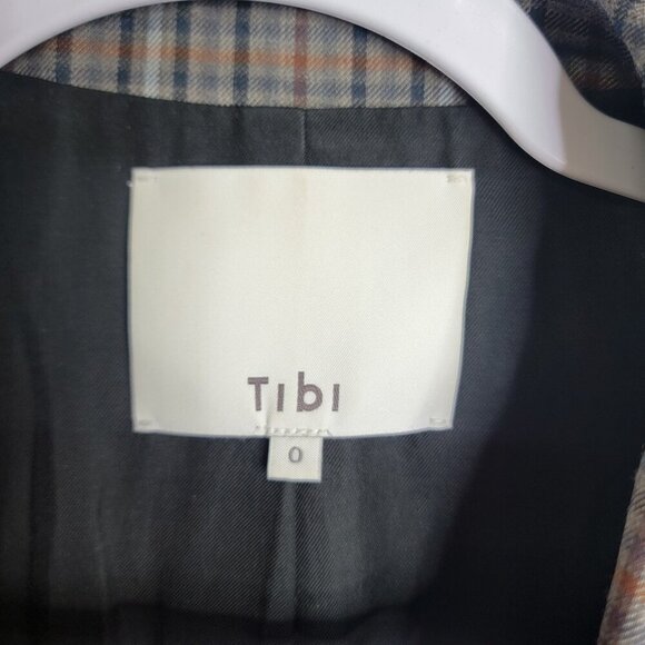Tibi Blazer Womens 0 Gabe Check Cutout Menwear Wool Oversized Career Workwear - Picture 10 of 14